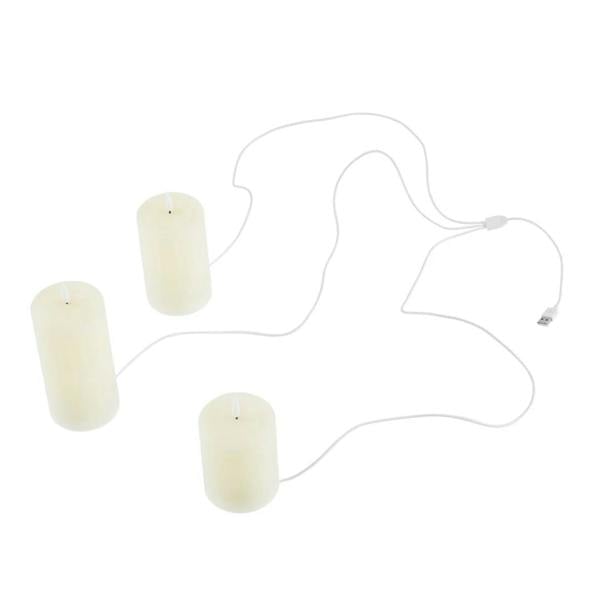 TruGlow® Ivory Rechargeable LED Pillar Candle Trio