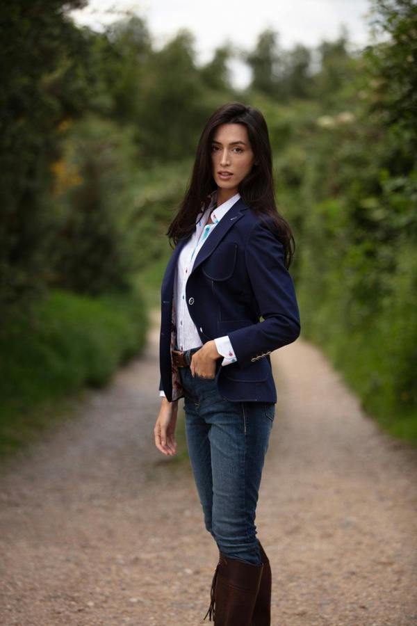 STRETCH COTTON LYCRA WOMENS JACKET WITH MULTICOLOUR STITCHING - Premium Men's Patterned Shirt by Claudio Lugli | Bold Design, Tailored Fit, Best Printed Shirts