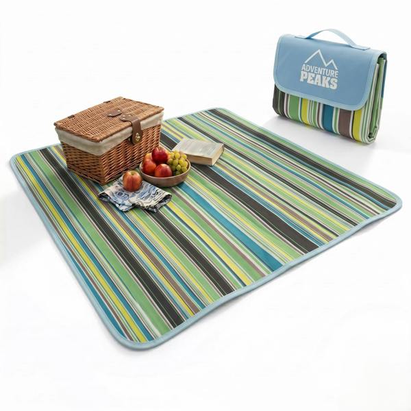 ADVENTURE PEAKS Picnic Blanket 200x200cm – Foldable Picnic Mat with PVC Water Resistant Backing - Portable Beach Blanket