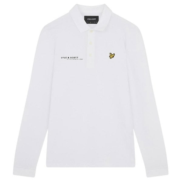 Lyle & Scott White Co-ordinate Print Logo Long Sleeved Polo Shirt M