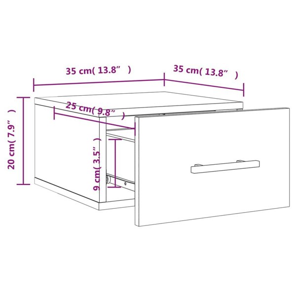 Berkfield Wall-mounted Bedside Cabinet Smoked Oak 35x35x20 cm
