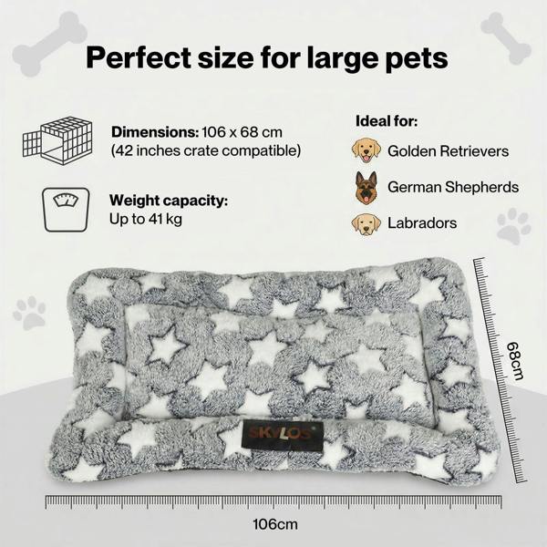 Skylos Dog Bed Pet Cat Cushion Crate Mat Arctic Fleece Extra Large Anti-slip
