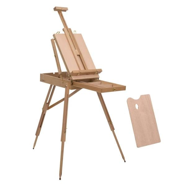 Wooden tripod art easel with adjustable drawing board and included wooden panel