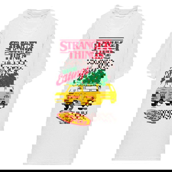 Stranger Things Womens Seasons Eatings Pizza T-Shirt - White