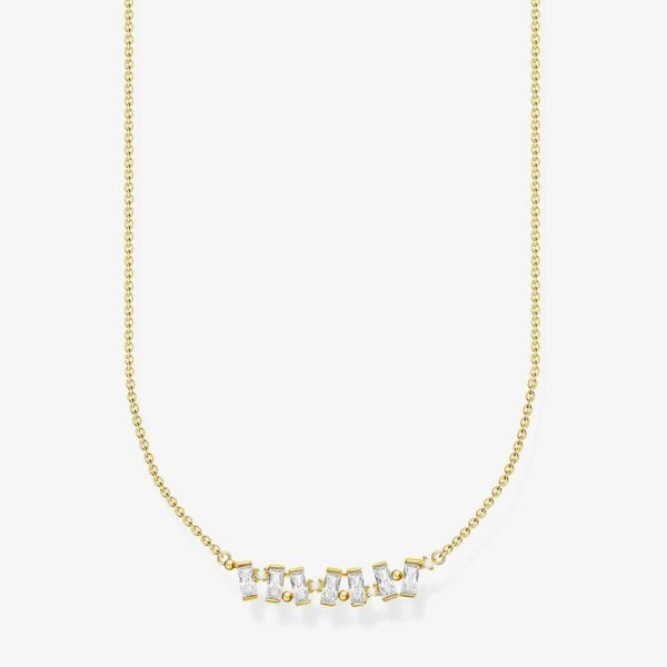 THOMAS SABO 18ct Yellow Gold Plated White Cubic Zirconia Necklace KE2095-414-14