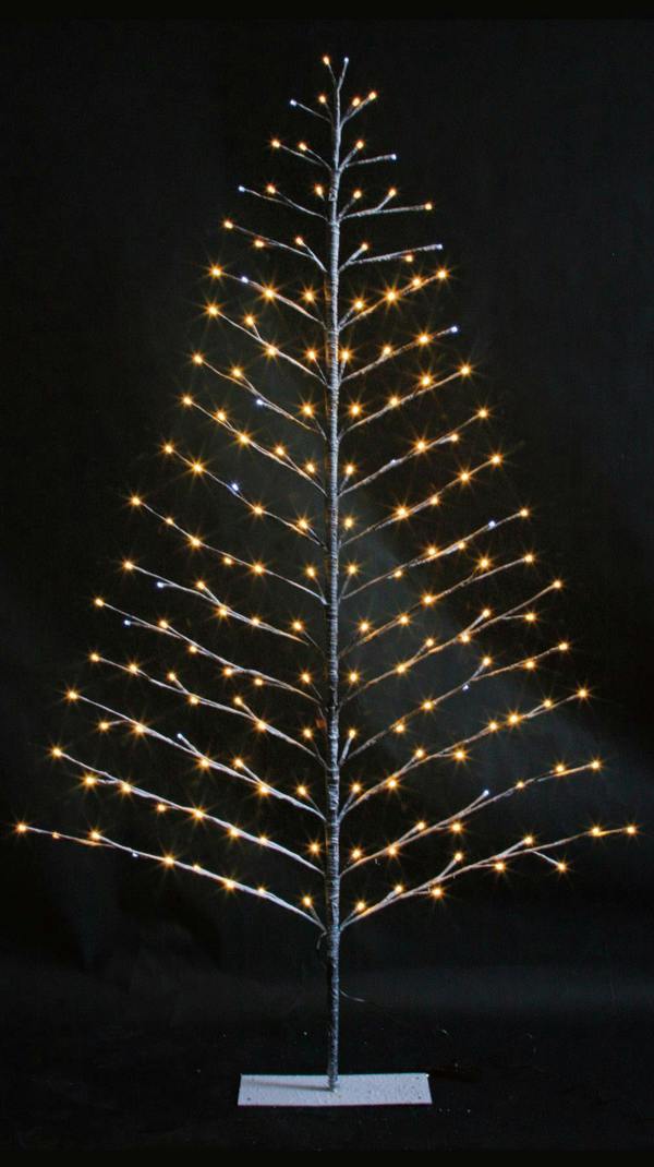 4ft to 6ft Pre-Lit Snowy Brown Twig Tree with Warm and Cool White LED Lights image 6