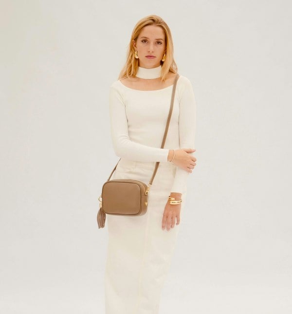 Apatchy London The Tassel Leather Crossbody Bag - Latte