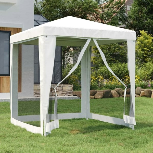 Berkfield Party Tent with 4 Mesh Sidewalls 2x2 m White