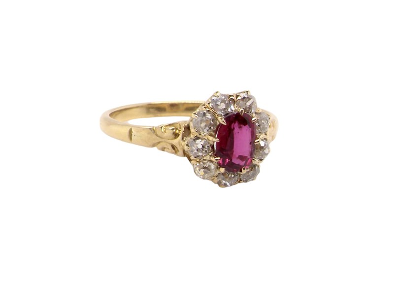 Ruby and Diamond Cluster Ring