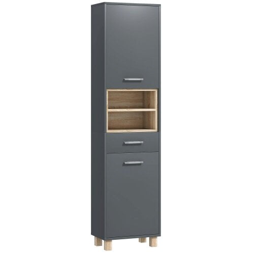 Wyld Haus Suna Tall Bathroom Storage Cabinet With Moisture Resistant Board Finish Matte Grey