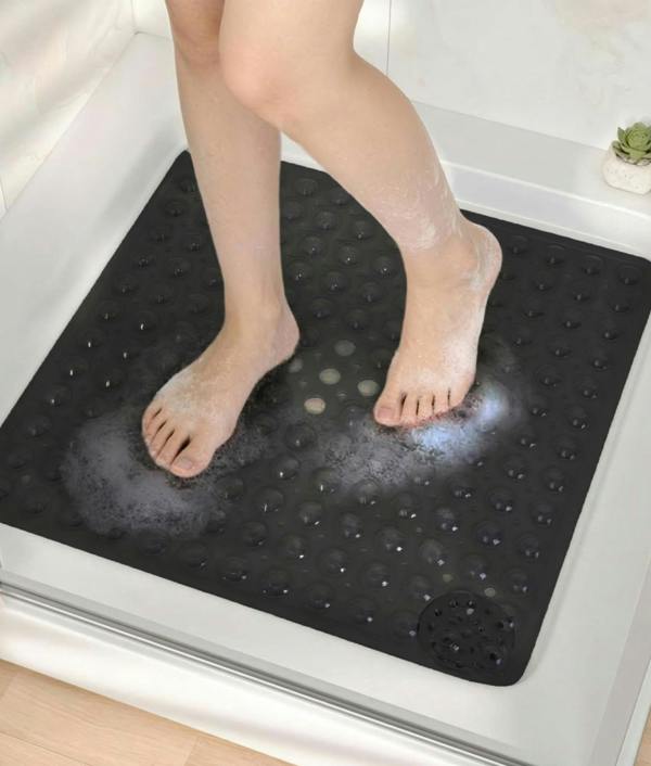 ADOV Square Shower Mat Non Slip Anti Mould, 53 x 53cm Bath Mat for Inside-Shower