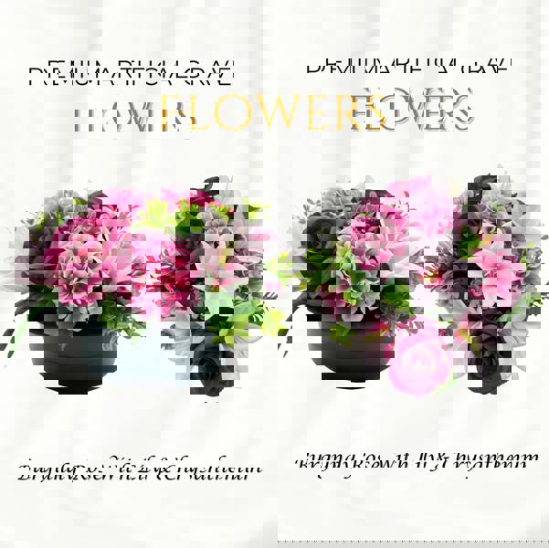 Memorials Direct Premium Artificial Grave Flowers – 24cm Burgundy Rose With Lily & Chrysanthemum | Weighted Pot