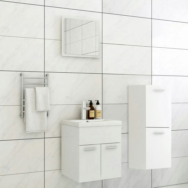 Berkfield Bathroom Furniture Set White Engineered Wood