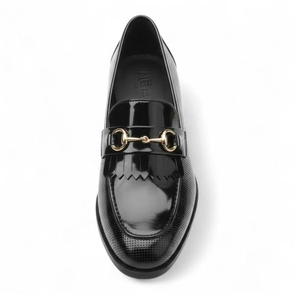 Dolcetto Mens Black Patent Faux Leather Formal Loafers Shoes