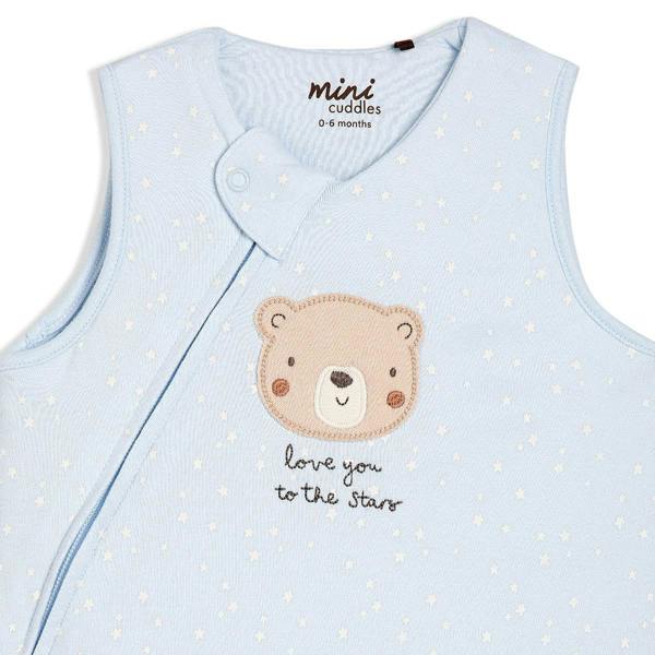 Baby Boys Teddy Bear Embroidered Sleeping Bag, Blue - Minicuddles