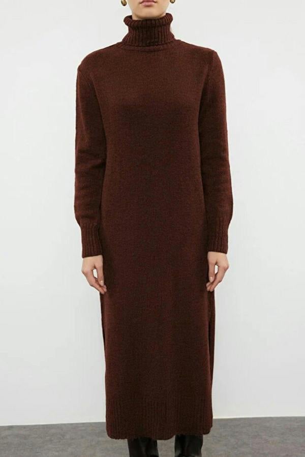 WOVCOR Midi Wide Cut Soft Texture Knit Dress