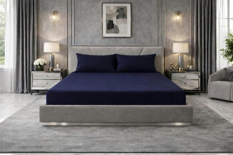 Night Zone Extra Deep Fitted Sheet 40cm – Polycotton Easy Care Bed Sheet - Navy
