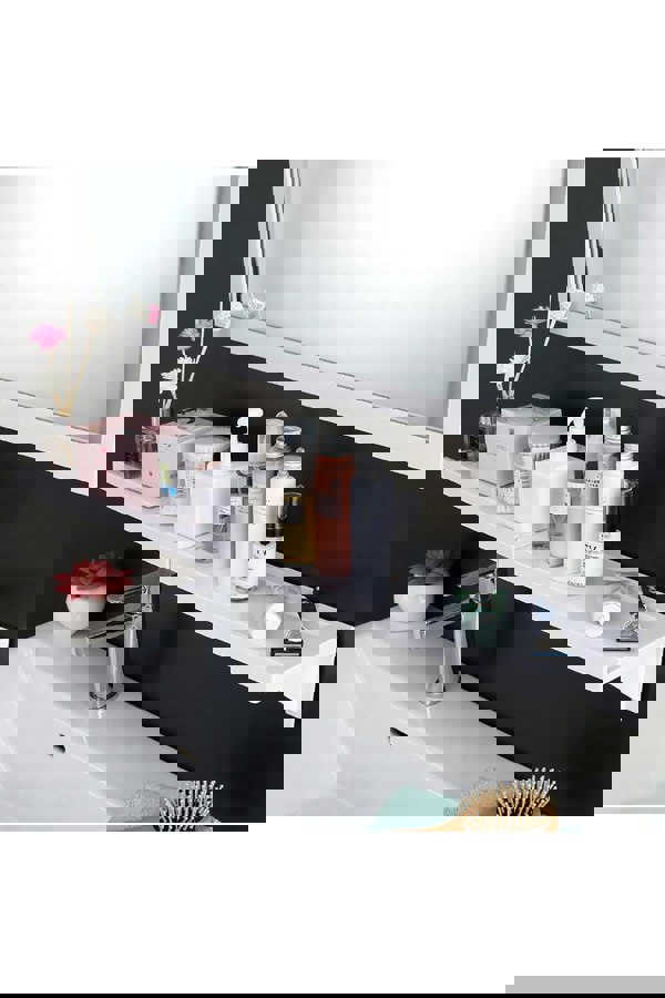 Living and Home Self-Adhesive Shelf  Wall-mount Waterproof Shower Rack with Fixing Groove for Bathroom