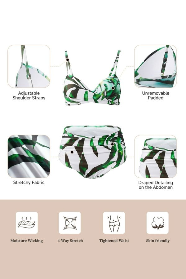Modishion High-waisted Two-Piece Swimsuit Set