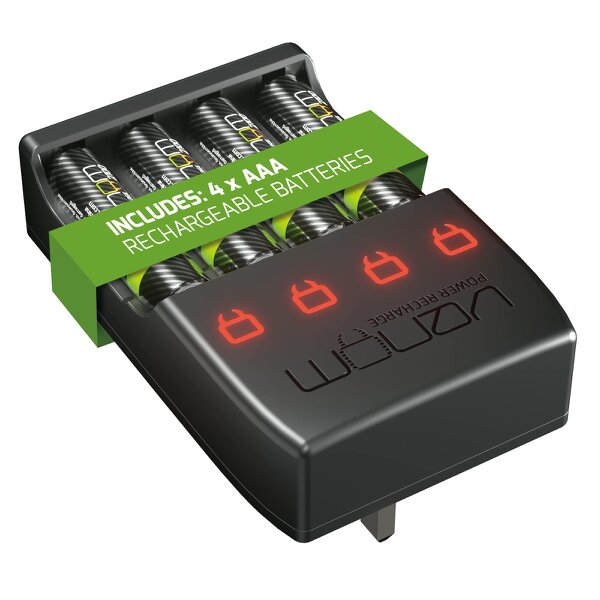 Venom Pro Charge Plug In Wall Battery Charger plus 4 x AAA Rechargeable Batteries