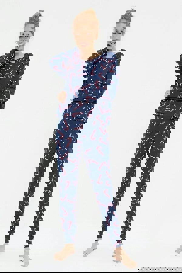 WOVCOR 2-Piece 100% Cotton Christmas Themed Knit Pajama Set