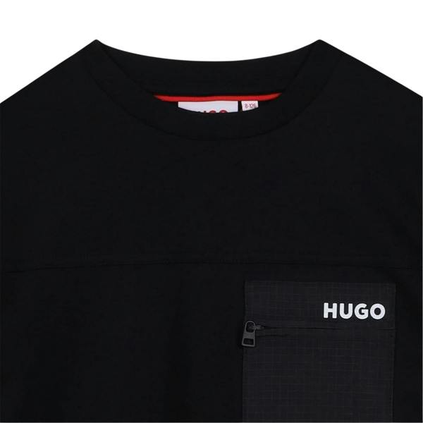 Hugo Childrens/Kids Logo Zip Pocket T-Shirt - Black - 