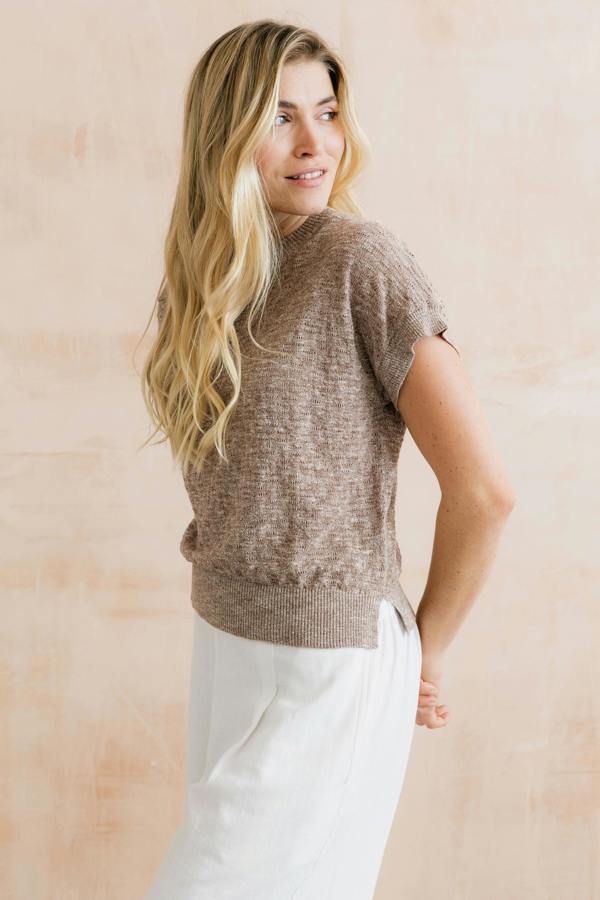 Lily & Me Lola Pointelle Knit Top Mocha