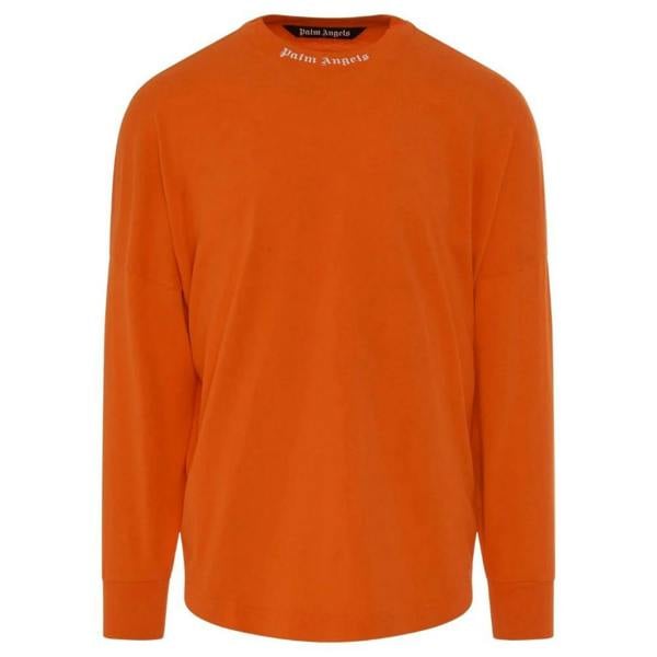 Palm Angels Mens Classic Logo Long-Sleeved T-Shirt - Orange - 