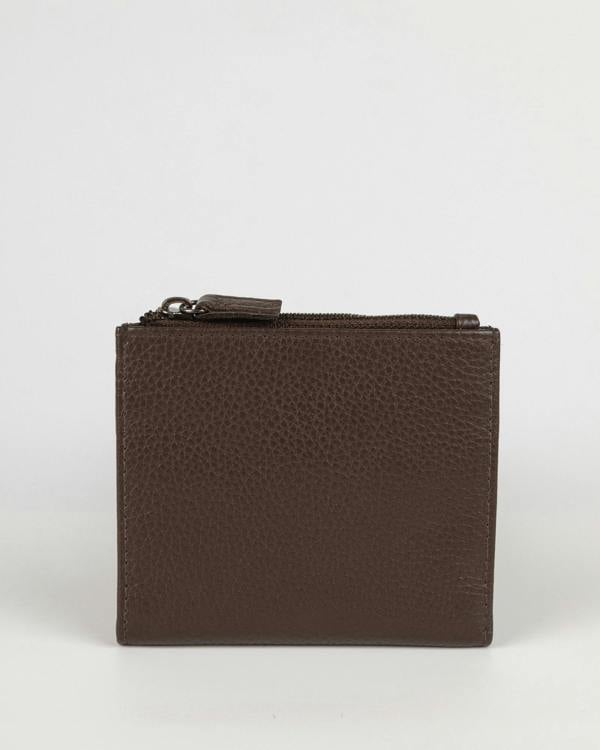 Larsson & Co Embossed Bi-Fold Leather Wallet With Zip Pocket