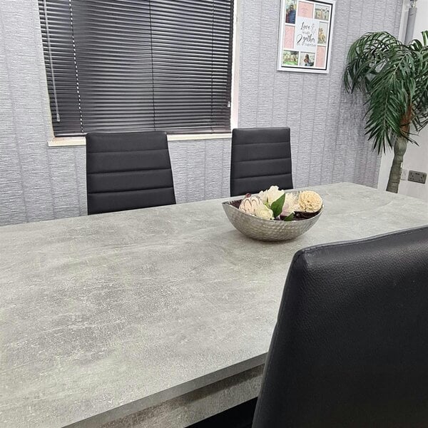 Kosy Koala Stone Grey Effect Wood Dining Table Set with 4 Black Chairs ? Modern Dining Room Furniture