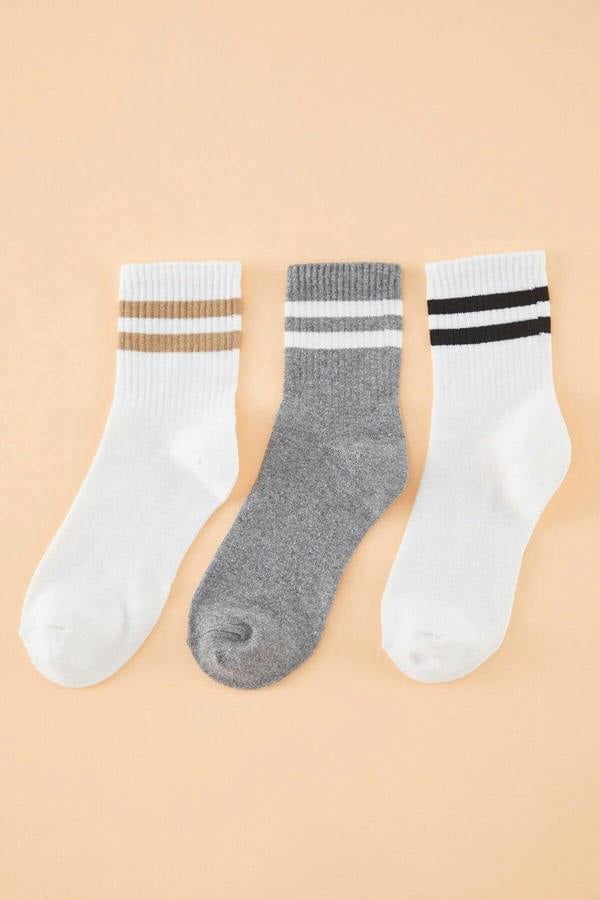 WOVCOR 3-Pack Striped Ankle Length Knit Socks
