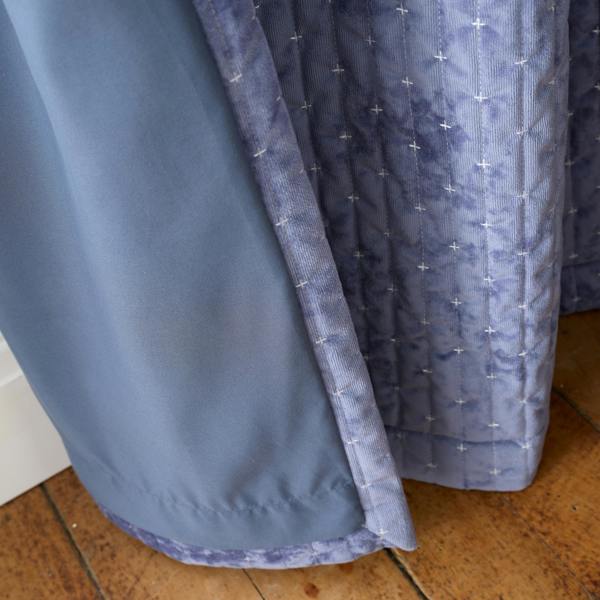 Bianca Attica Velvet Blackout Eyelet Curtains Blue