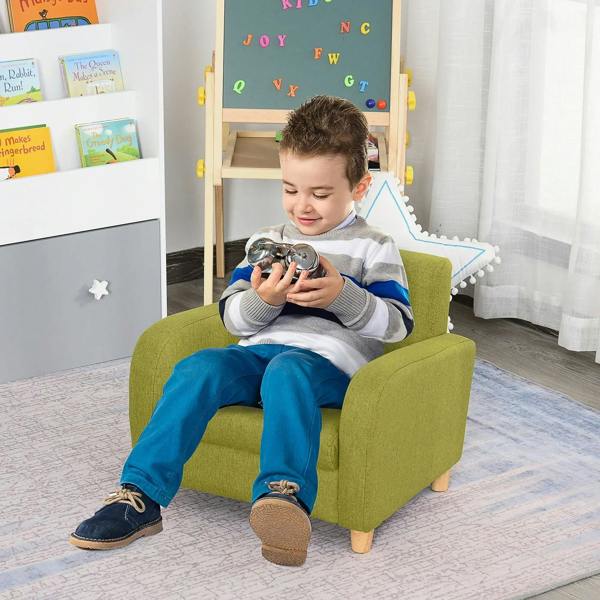 Green children mini armchair with high back and armrests