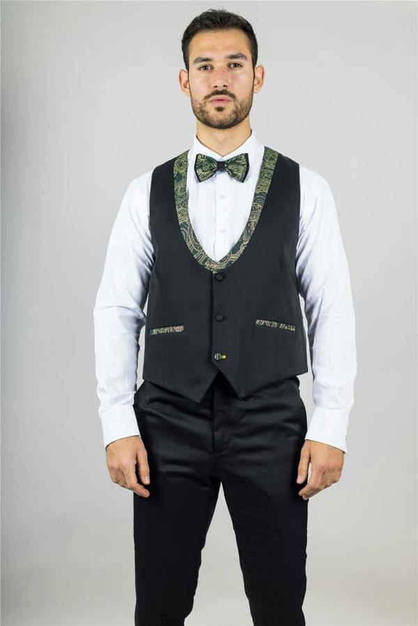 Infinity Leather Men's 4 Piece Green Paisley Wedding Suit Tailor Fit