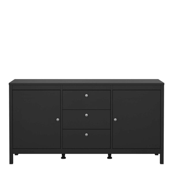 Wyld Haus Gossmere Matt Black Sideboard 2 Doors 3 Drawers