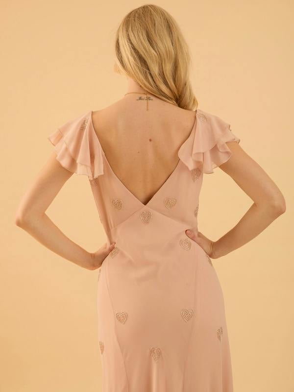 Rose & Nancy Lily Pink Heart Embellished Maxi Dress