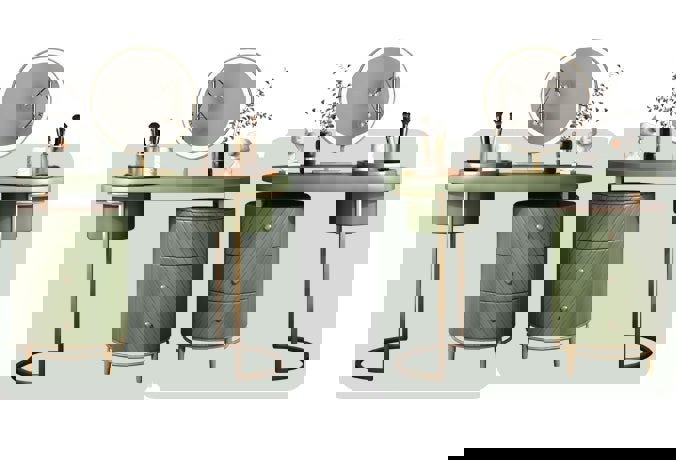 Tandy Dressing Table With LED Mirror, White, Makeup Vanity-Weilai Concept-Weilai Concept