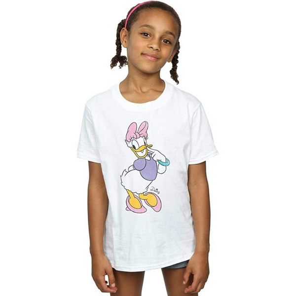 Disney Girls Classic Daisy Duck Cotton T-Shirt - White