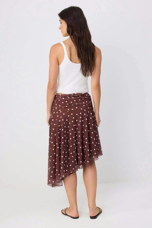 Skater Gathered Asymmetric Normal Waist Midi Tulle Skirt