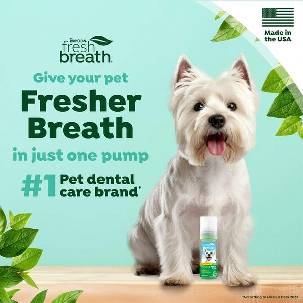 TropiClean Fresh Breath Dog Teeth Cleaning Foam Mint 133ml