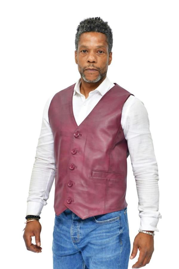 Infinity Leather Mens Classic Leather Waistcoat-Chester