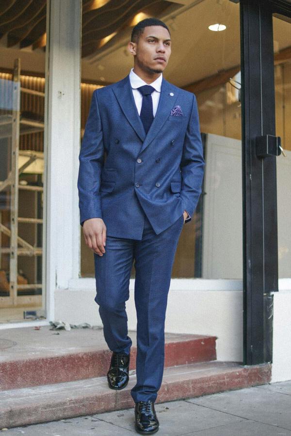 TruClothing Men's Classic Blue Double Breasted 2-Piece Suit