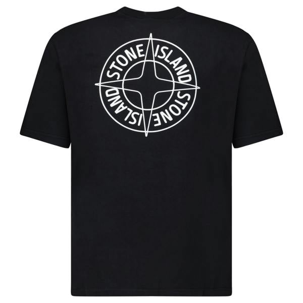 Stone Island Compass-Print Crewneck T-Shirt in Black - chancefashionco