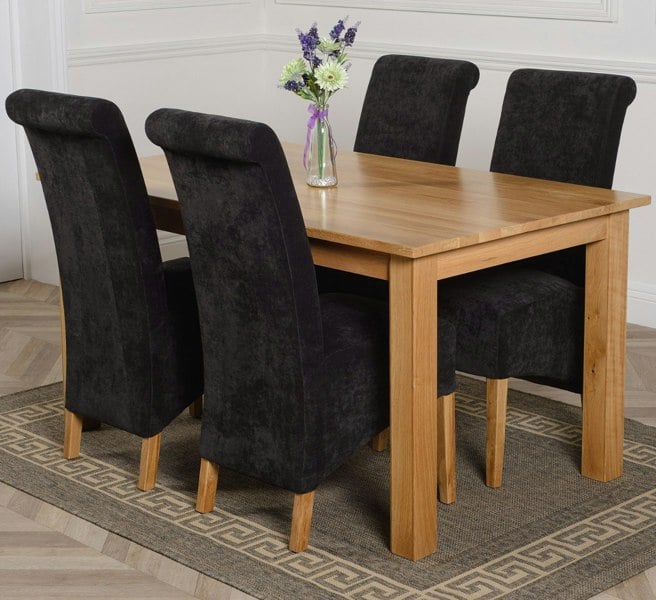 That's Furniture Oslo 150 x 90cm Medium Oak Dining Set with Montana Fabric Chairs