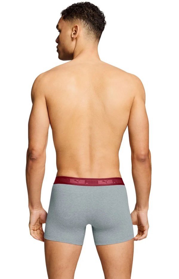 Puma 2-Pack Chromatic Waistband Boxer Briefs, Grey/Black/burgundy