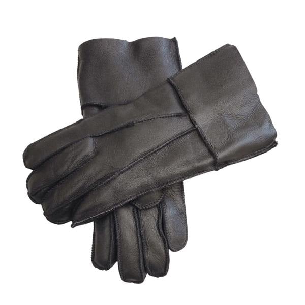 Unisex Napa Leather Wool Shearling Lined Gloves - Black - Infinity Leather - 9