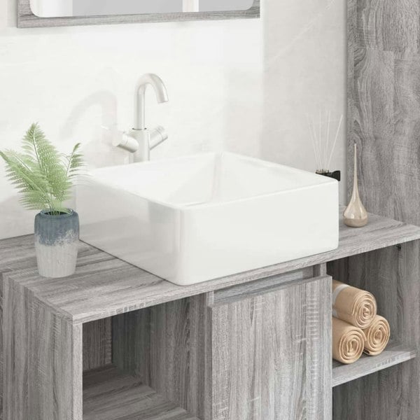 Berkfield Wash Basin White 37x37x13 cm Ceramic Square