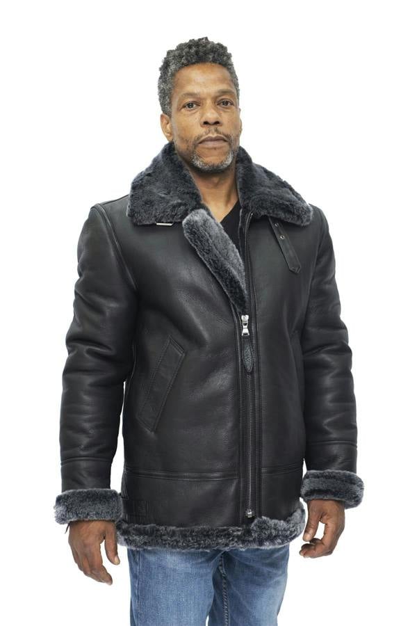 Infinity Leather Mens B3 Aviator Flying Sheepskin Jacket-Alhambra