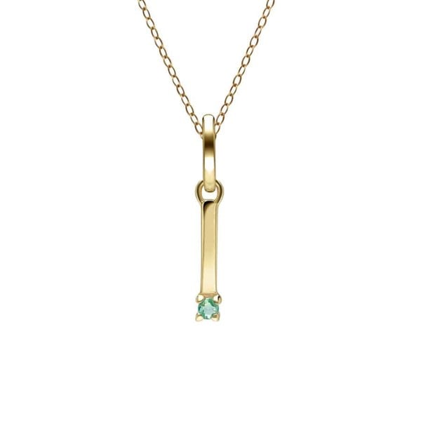 135P2046019 Initial Emerald Letter Necklace In 9ct Yellow Gold 10