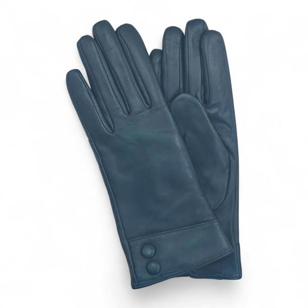 Infinity Leather Womens Italian Leather Winter Button Design Soft Wool Lining Gloves - L-GLV-501
